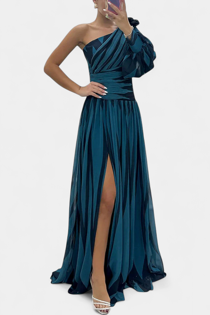 Phoenix | Women’s Sophisticated One-Shoulder Slit Maxi Dress