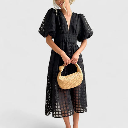 Savannah | Women’s Elegant Eyelet Midi Dress
