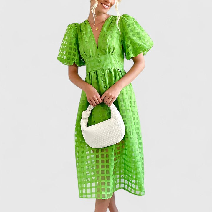 Savannah | Women’s Elegant Eyelet Midi Dress