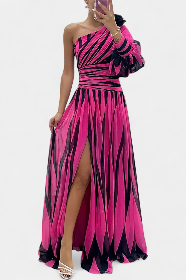 Phoenix | Women’s Sophisticated One-Shoulder Slit Maxi Dress