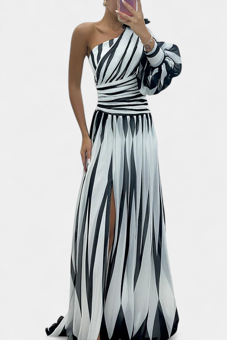 Phoenix | Women’s Sophisticated One-Shoulder Slit Maxi Dress