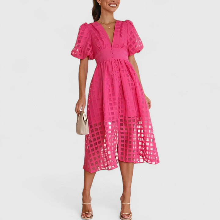 Savannah | Women’s Elegant Eyelet Midi Dress