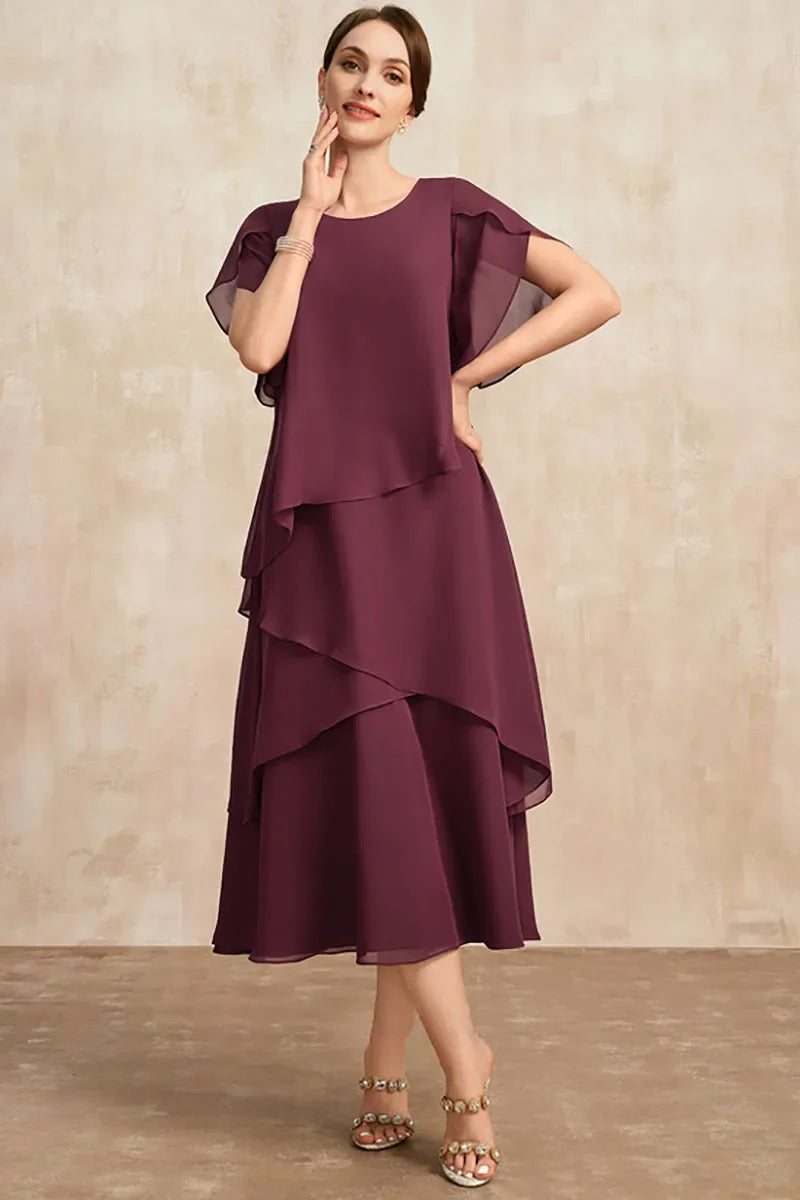 Trixie | Women’s Soft Layered Chiffon Midi Dress