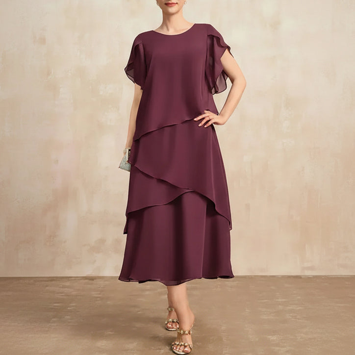Aurelia | Women’s Classic Layered Chiffon Midi Dress