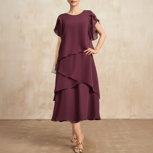 Aurelia | Women’s Classic Layered Chiffon Midi Dress