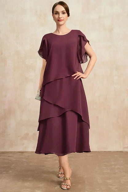 Trixie | Women’s Soft Layered Chiffon Midi Dress