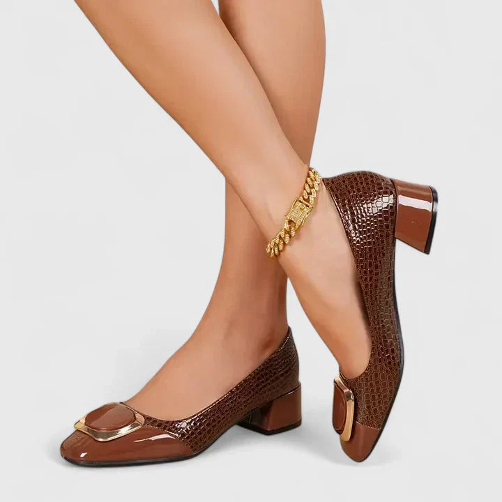 Coralie | Women’s Comfortable Buckle Detail Block Heels