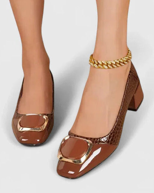 Coralie | Women’s Comfortable Buckle Detail Block Heels