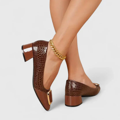 Coralie | Women’s Comfortable Buckle Detail Block Heels