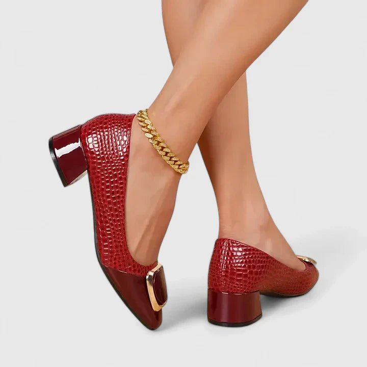 Coralie | Women’s Comfortable Buckle Detail Block Heels