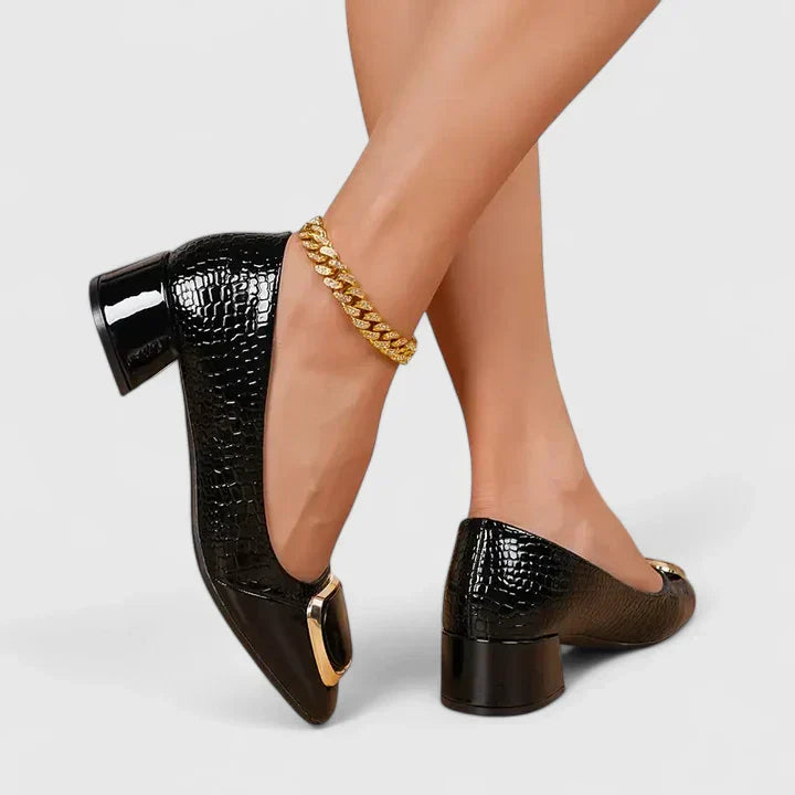 Coralie | Women’s Comfortable Buckle Detail Block Heels