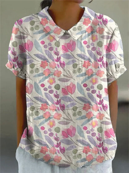 Lowenna | Women’s Classic Floral Short-Sleeve Blouse