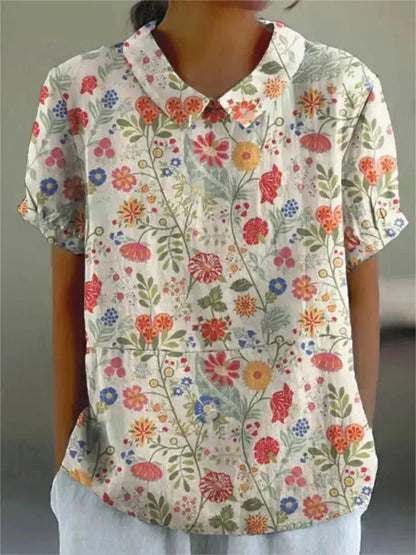Lowenna | Women’s Classic Floral Short-Sleeve Blouse
