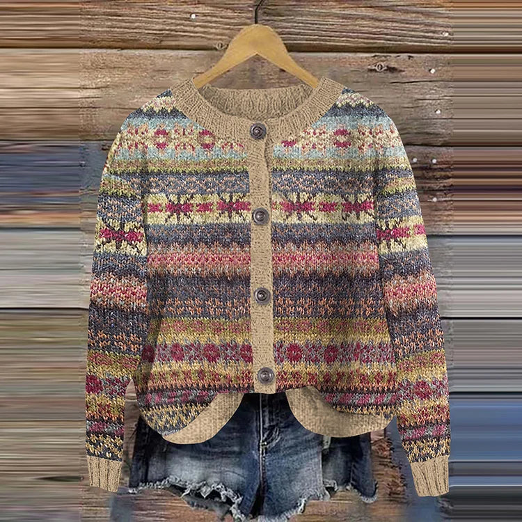 Eloire | Women’s Button-Up Patterned Knit Cardigan