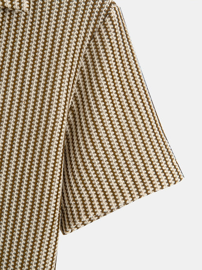 Isaac | Men’s Knit Striped Button-Up Shirt