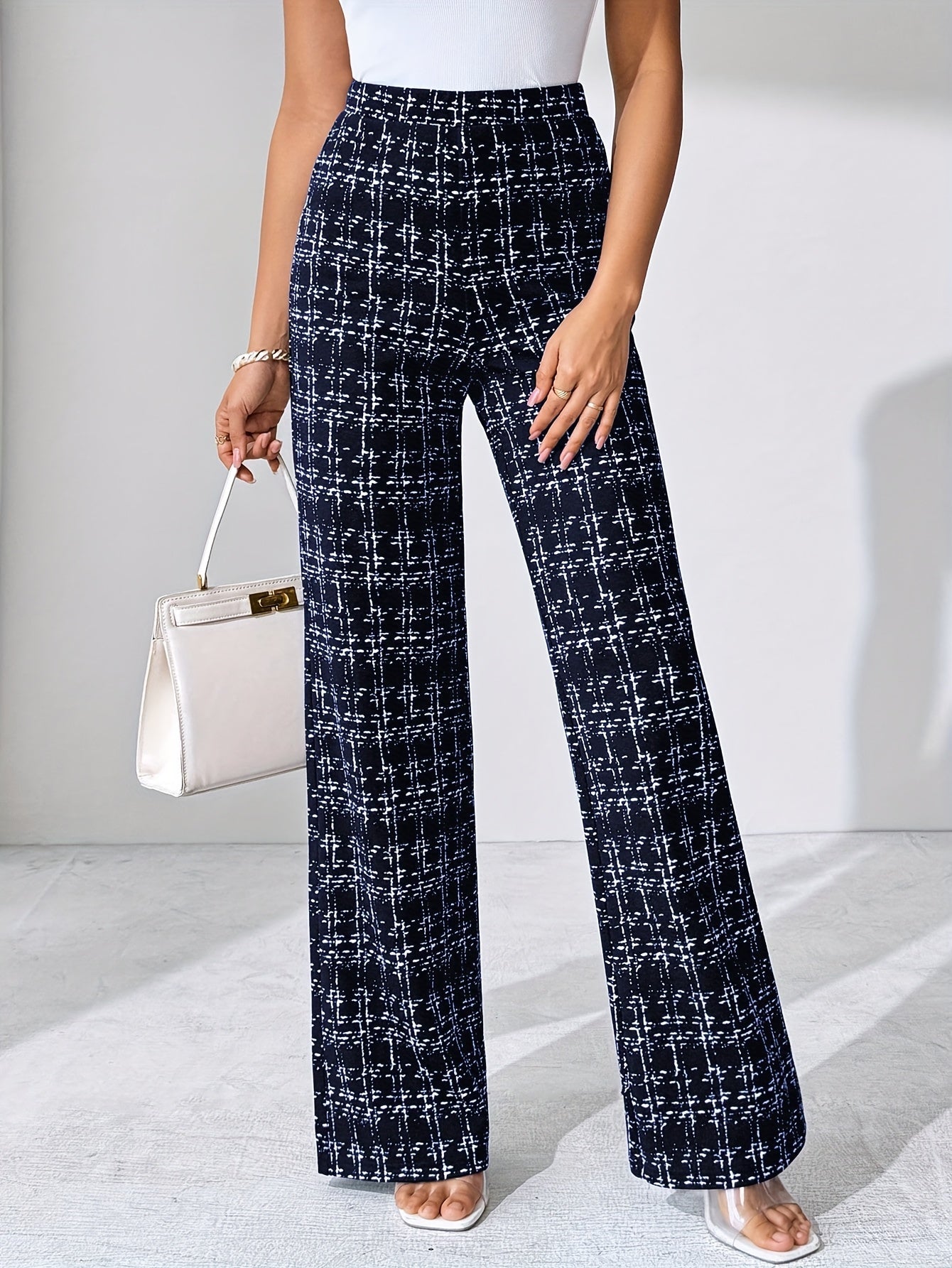 Danica | Women’s Tweed Plaid Flare Pants