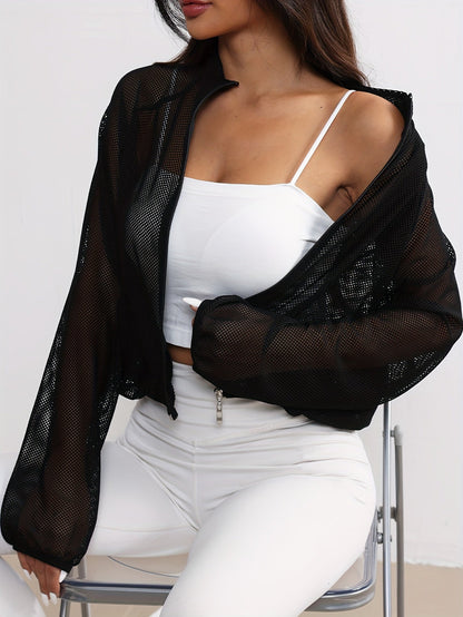 Teagan | Women’s Mesh Track Blouse with Zip Front