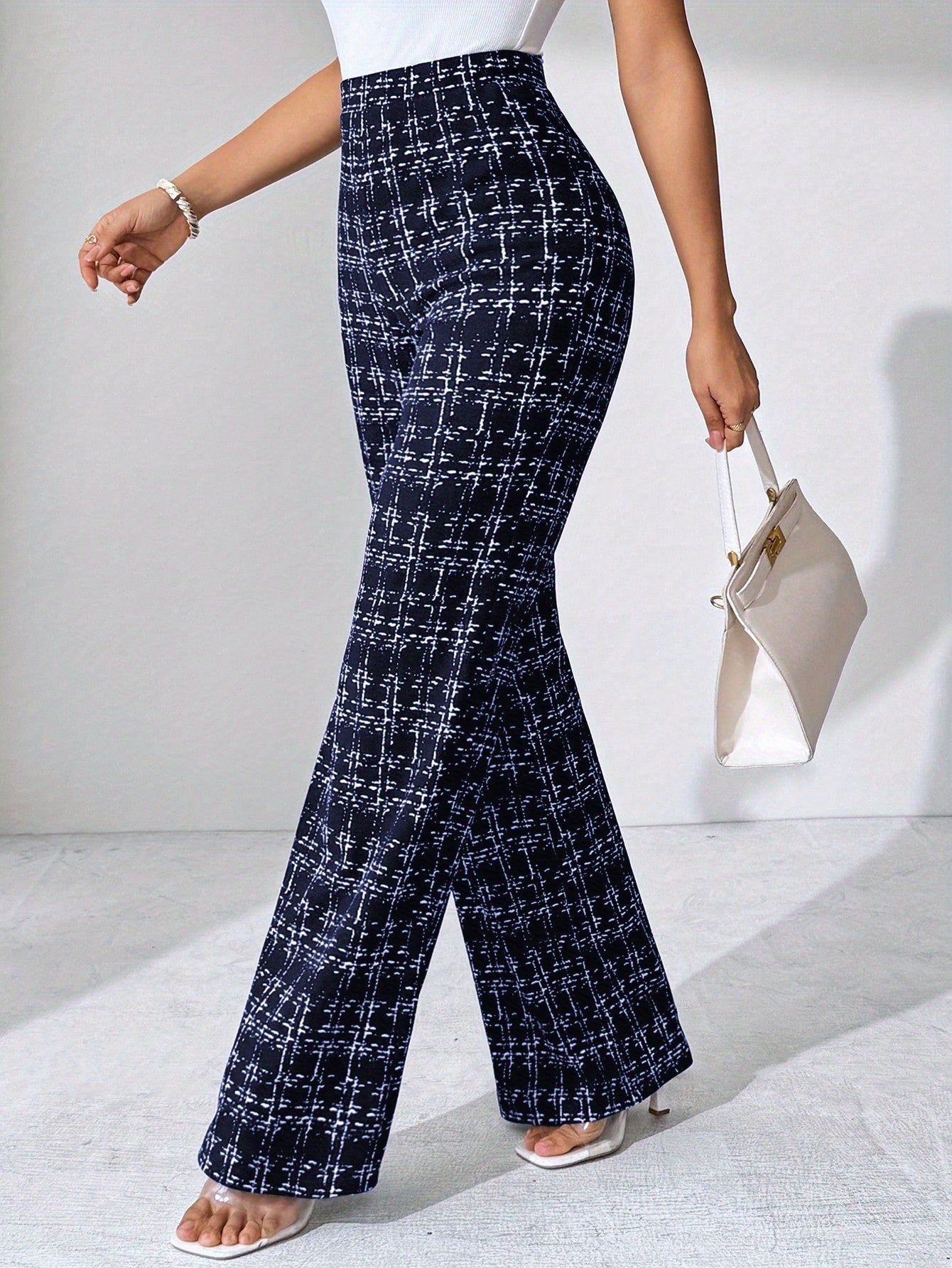 Danica | Women’s Tweed Plaid Flare Pants