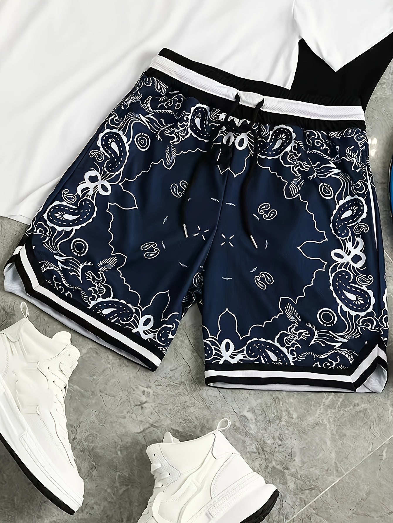 Reid | Men’s Paisley Mesh Shorts with Lightweight Breathable
