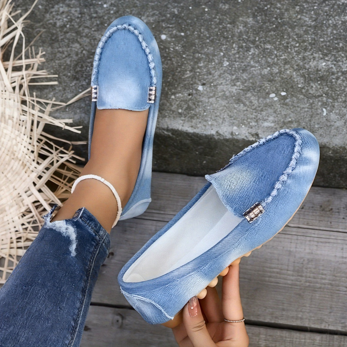Talia | Women’s Denim Slip-On Flats