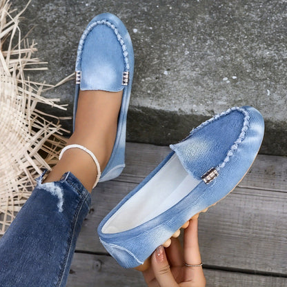 Talia | Women’s Denim Slip-On Flats