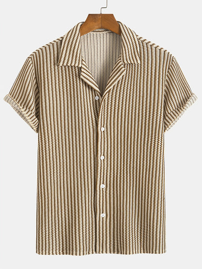 Isaac | Men’s Knit Striped Button-Up Shirt