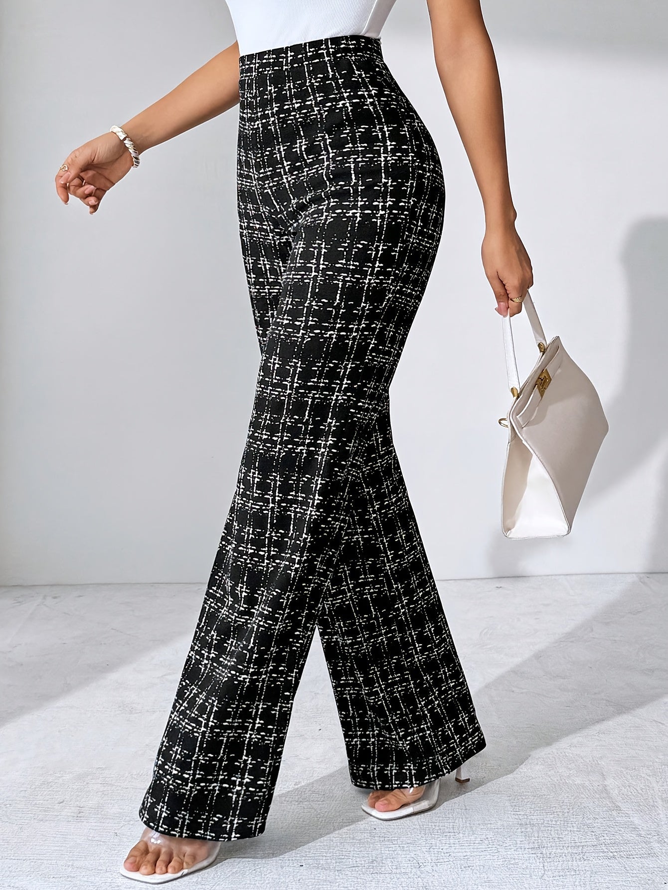 Danica | Women’s Tweed Plaid Flare Pants