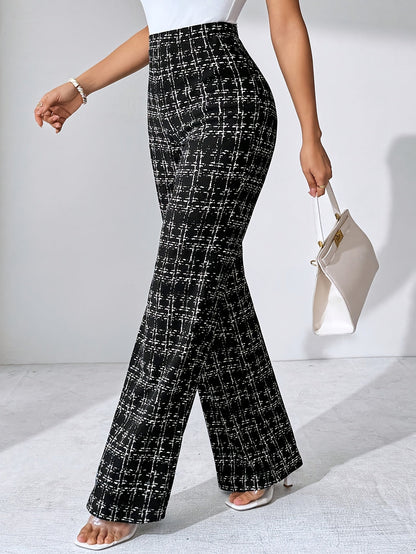 Danica | Women’s Tweed Plaid Flare Pants
