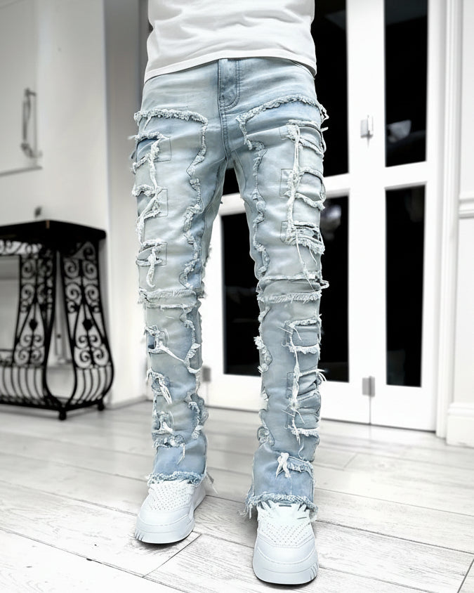 Jaxon | Men’s Distressed Layered Denim Jeans