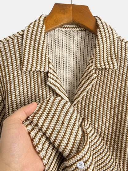 Isaac | Men’s Knit Striped Button-Up Shirt