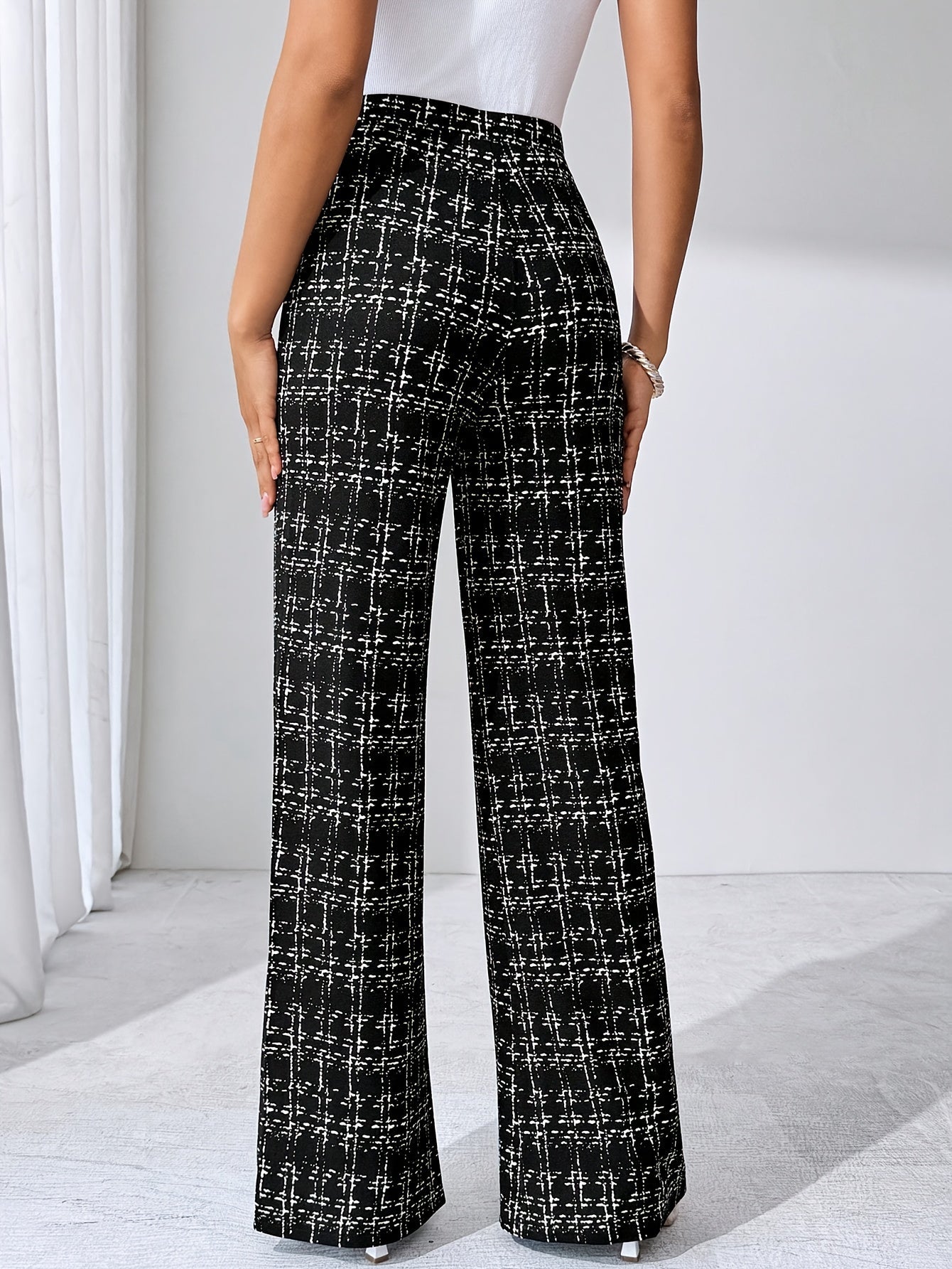 Danica | Women’s Tweed Plaid Flare Pants