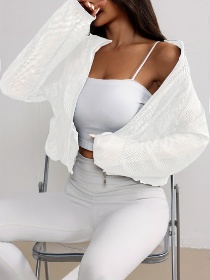 Teagan | Women’s Mesh Track Blouse with Zip Front