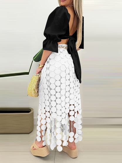 Arden | Women’s Flared Fringe Maxi Skirt