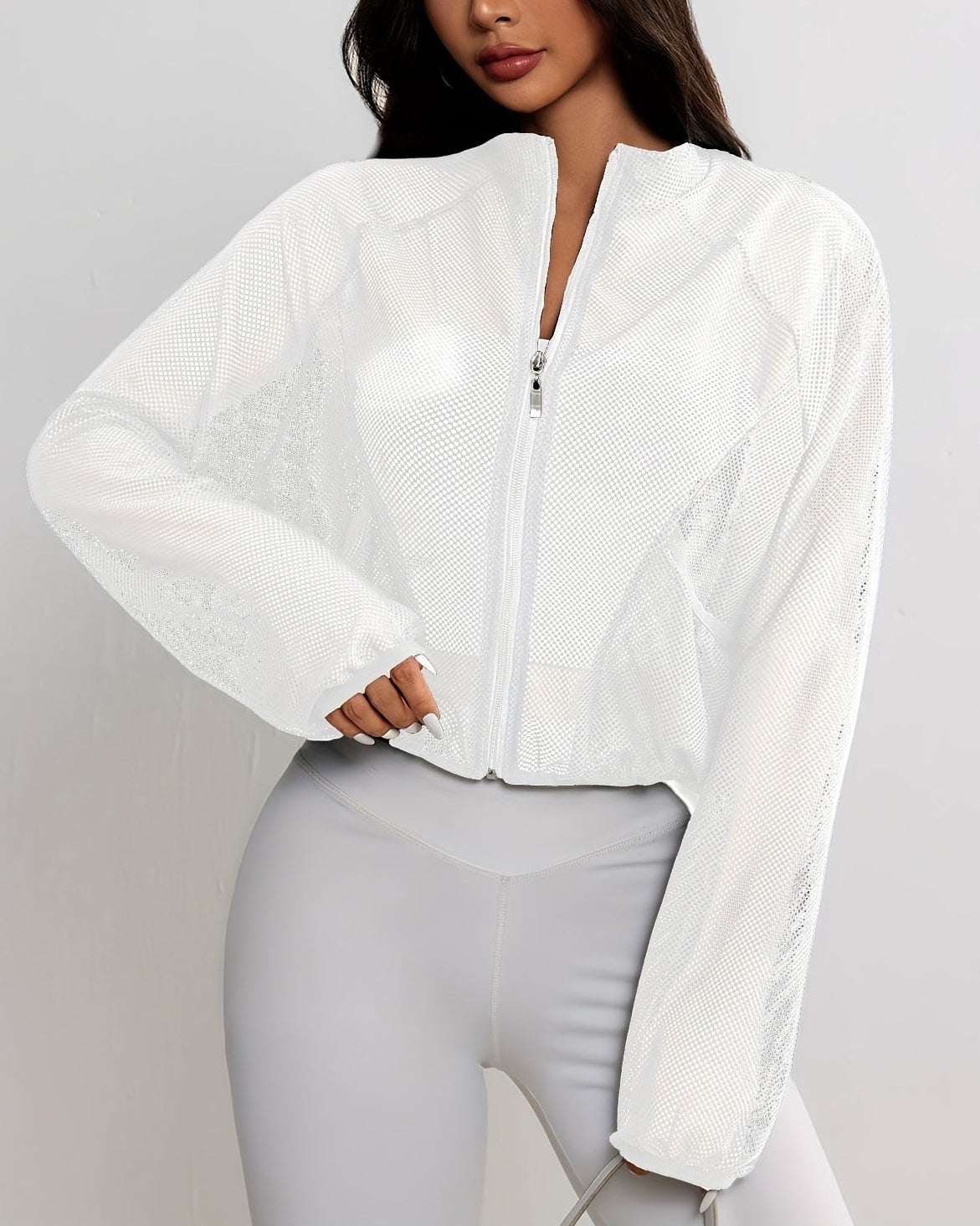 Teagan | Women’s Mesh Track Blouse with Zip Front
