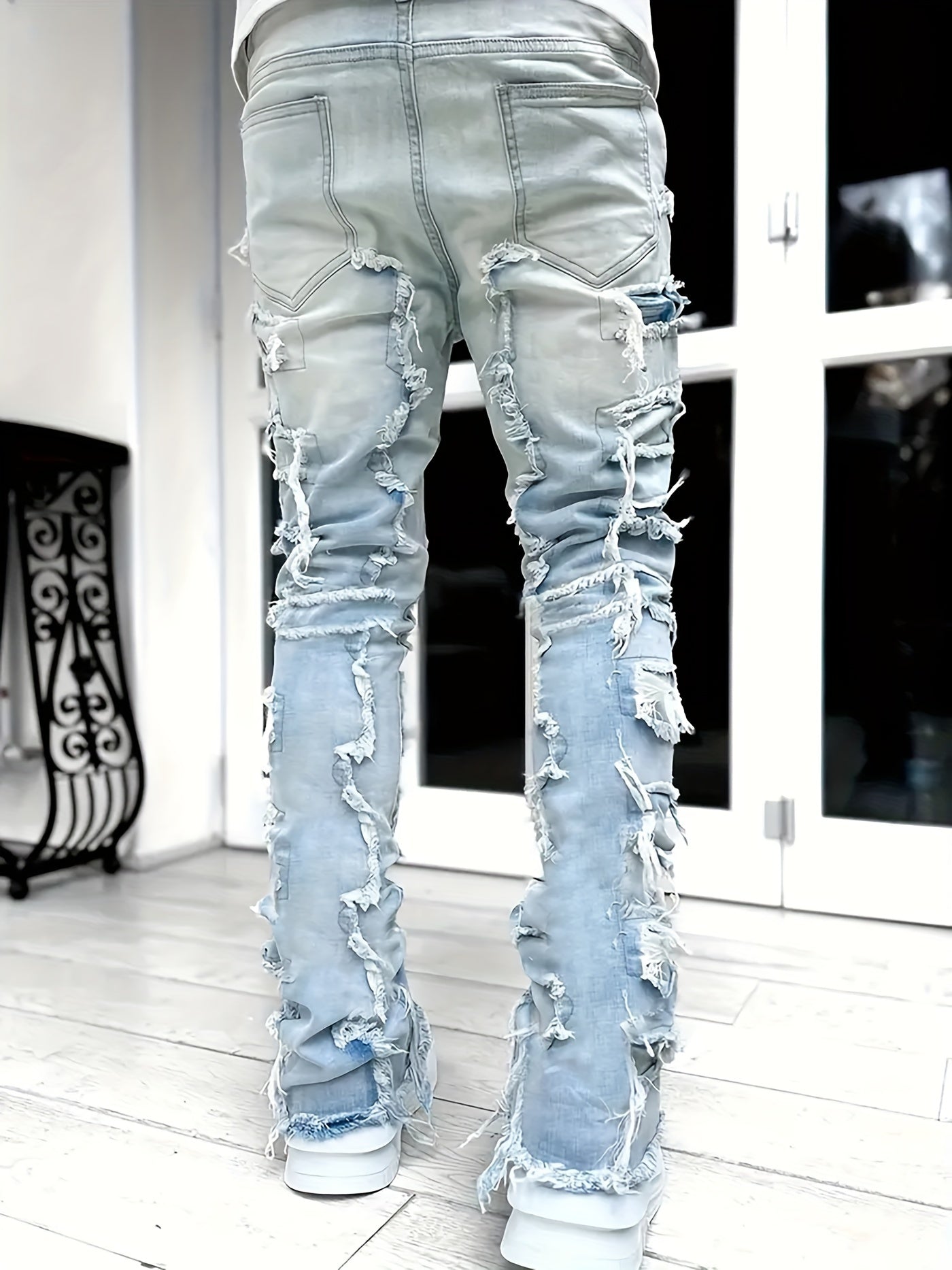 Jaxon | Men’s Distressed Layered Denim Jeans