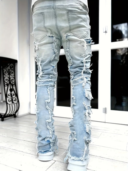 Jaxon | Men’s Distressed Layered Denim Jeans