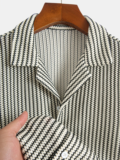 Isaac | Men’s Knit Striped Button-Up Shirt