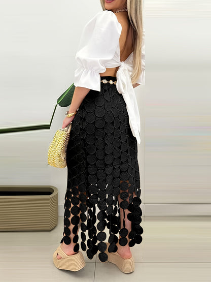 Arden | Women’s Flared Fringe Maxi Skirt