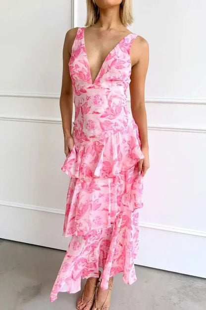 Marcellina | Women’s Elegant Floral Tiered Maxi Dress
