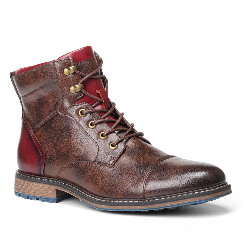 Kevin | Men’s Rugged Leather Lace-Up Boots with Side Zipper