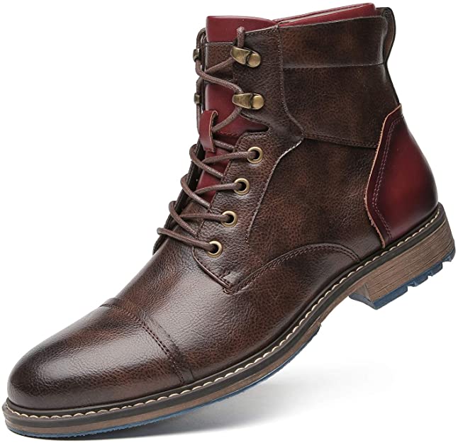 Kevin | Men’s Rugged Leather Lace-Up Boots with Side Zipper