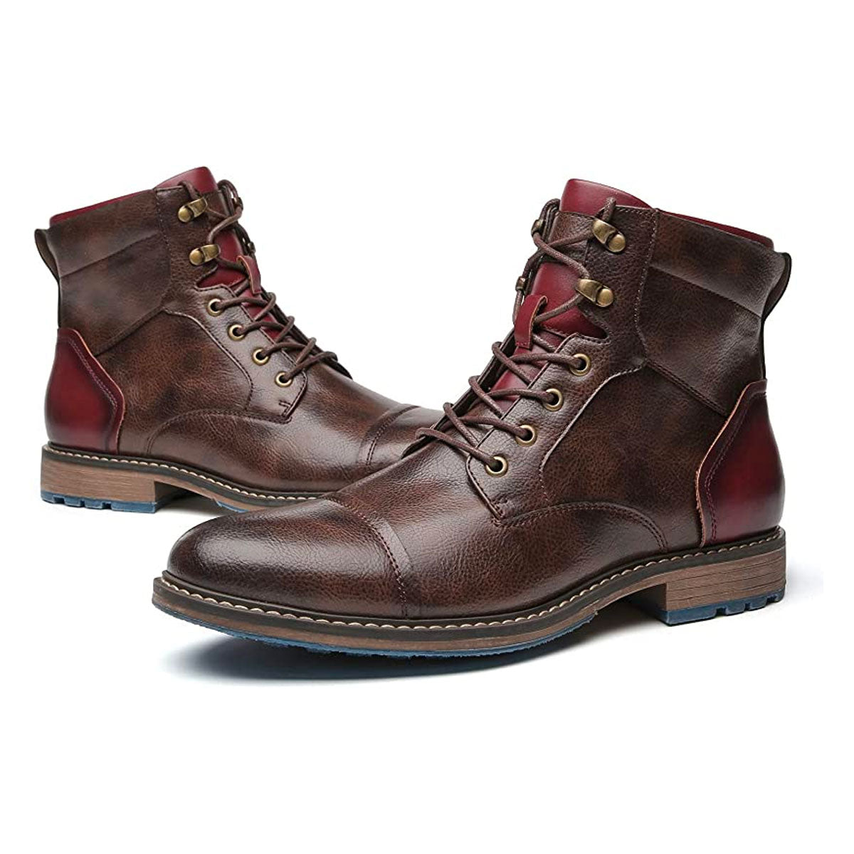 Kevin | Men’s Rugged Leather Lace-Up Boots with Side Zipper