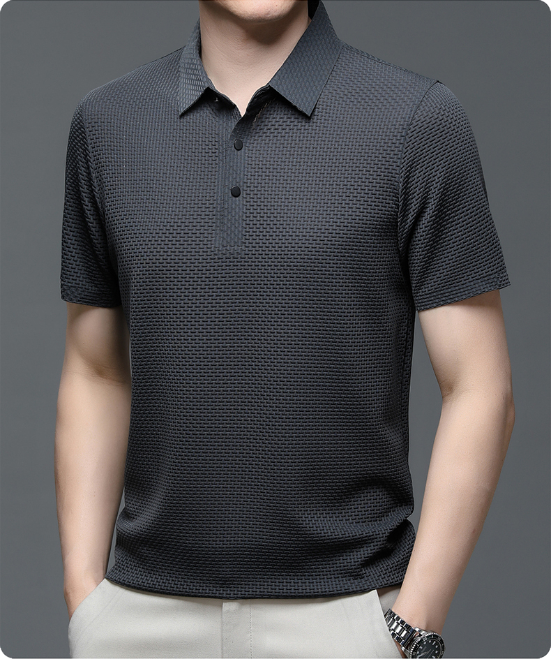 Vinz | Men’s Textured Short Sleeve Button Polo Shirt
