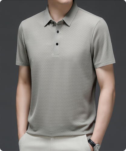 Vinz | Men’s Textured Short Sleeve Button Polo Shirt