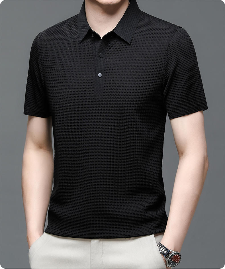 Vinz | Men’s Textured Short Sleeve Button Polo Shirt