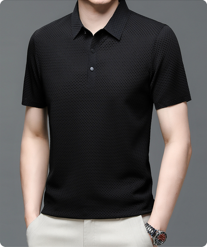 Vinz | Men’s Textured Short Sleeve Button Polo Shirt