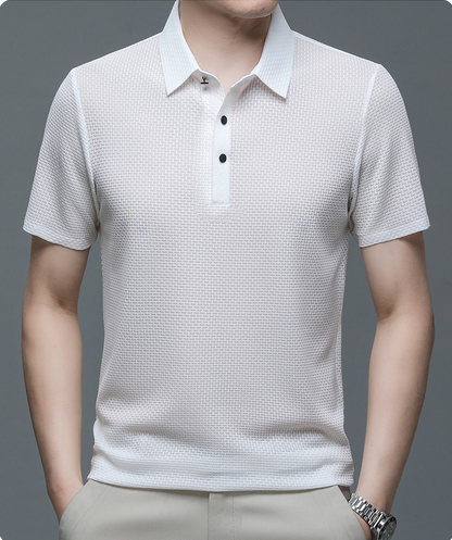 Vinz | Men’s Textured Short Sleeve Button Polo Shirt
