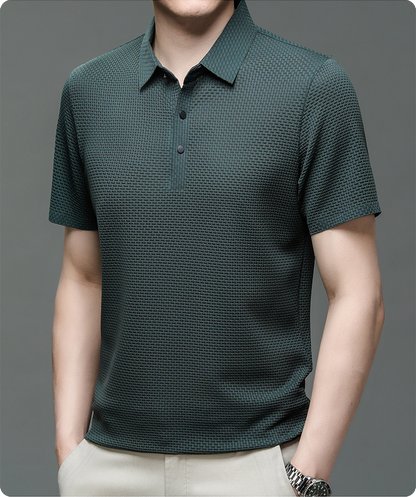 Vinz | Men’s Textured Short Sleeve Button Polo Shirt
