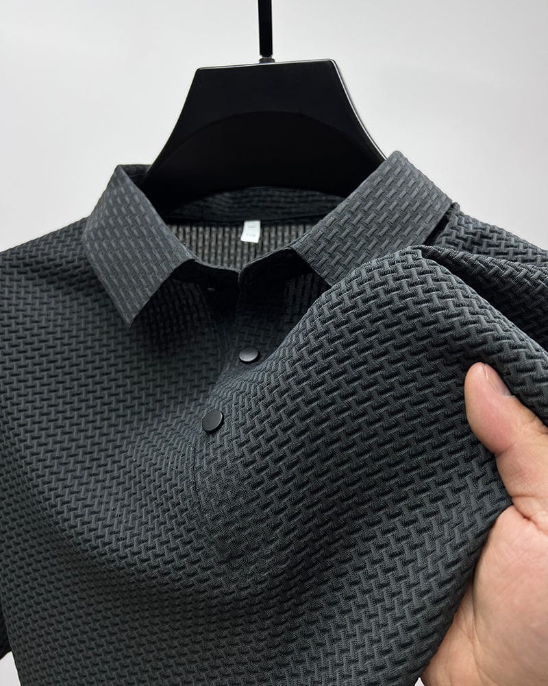Vinz | Men’s Textured Short Sleeve Button Polo Shirt
