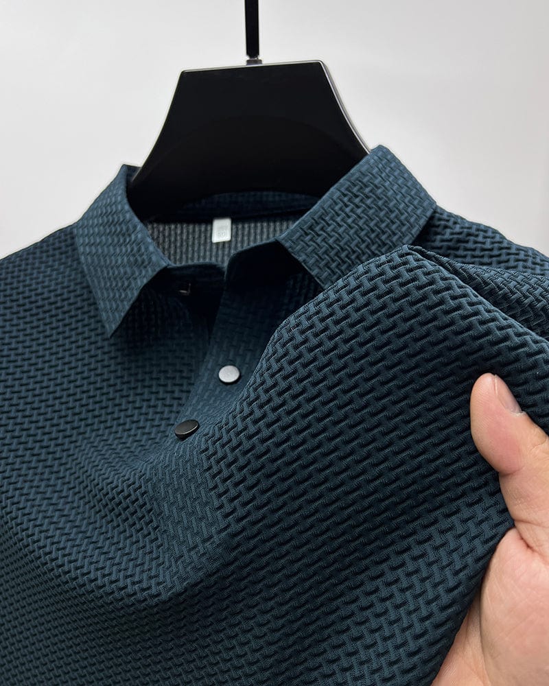Vinz | Men’s Textured Short Sleeve Button Polo Shirt